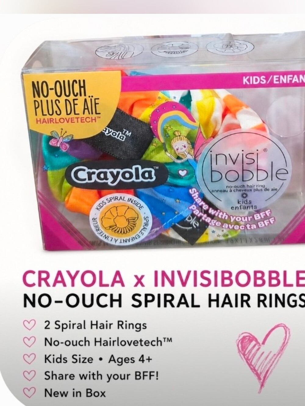 6 Packs Of 2 Crayola x invisibobble Kids No-Ouch Hair Ties - Multi Color